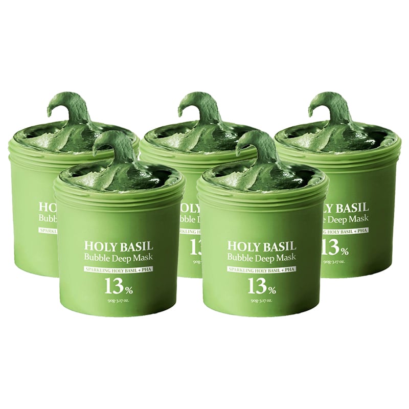 HerbaGlow – Holy Basil Bubble Deep Cleansing Mask – Special Offer  5-Bottles Value Pack!
