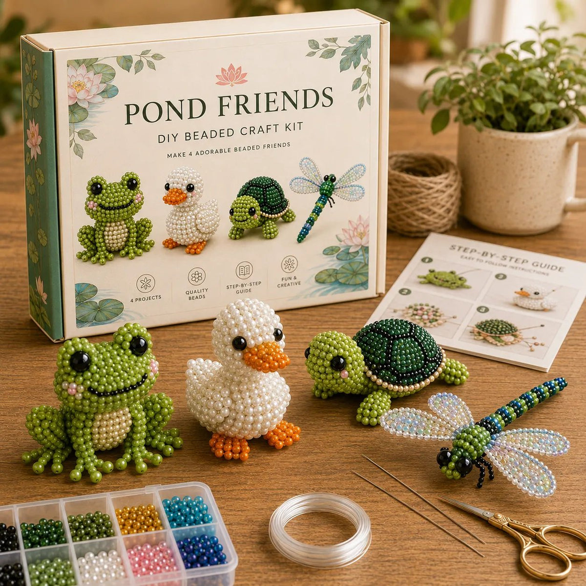 BeadCraft Mini – Tiny 3D Beaded Animal DIY Kit – Pond Friends