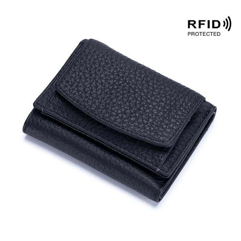 AuraVault - Premium Leather RFID Wallet – Black
