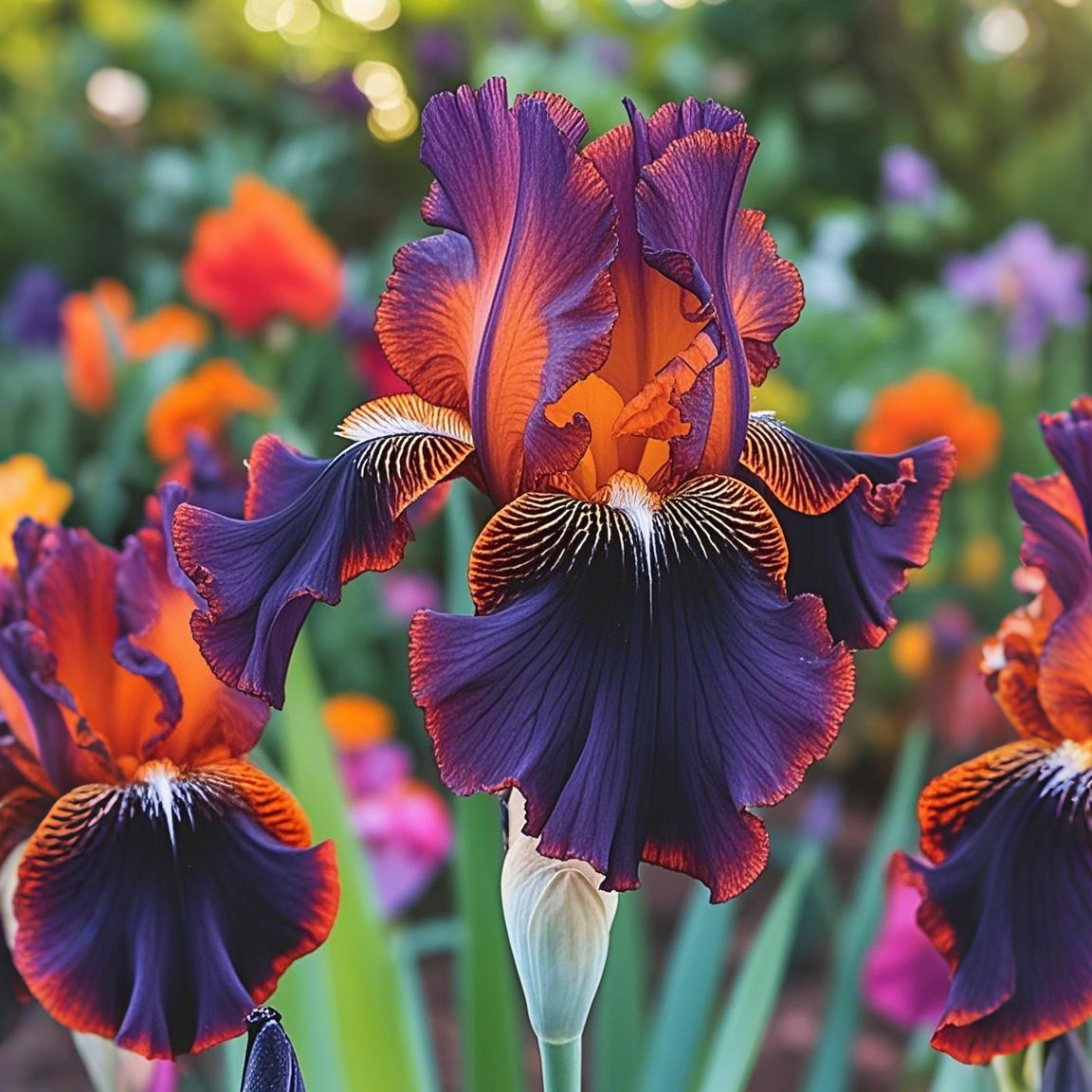 BloomAura – Exotic Tall Bearded Iris Flower – Fiery Phoenix / 2 Iris Rhizomes