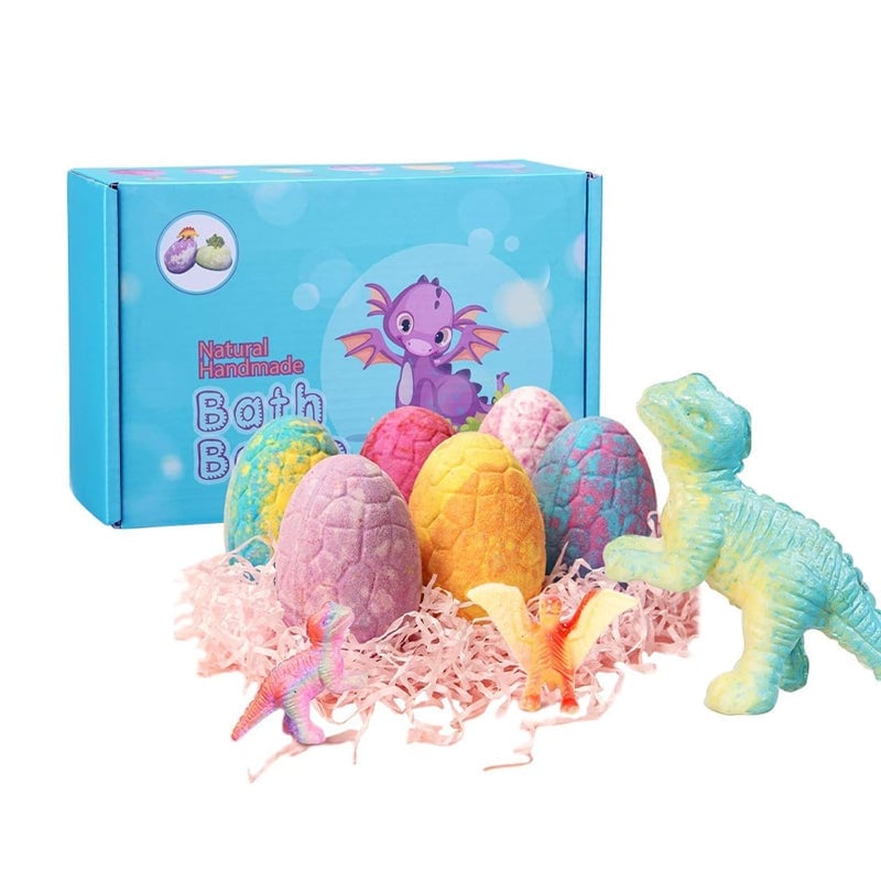 DinoGlow – Fun & Colorful Bath Bomb Eggs – Blue Box (6 pcs)