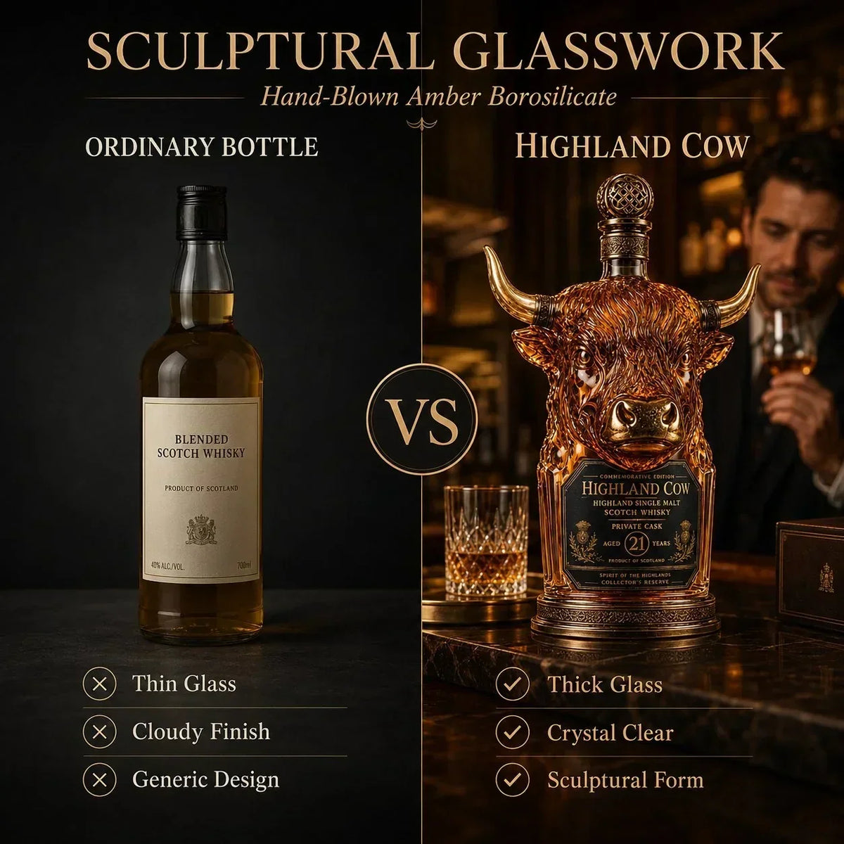 RegalHorn – Luxury Highland Cow Whisky Decanter – image 2