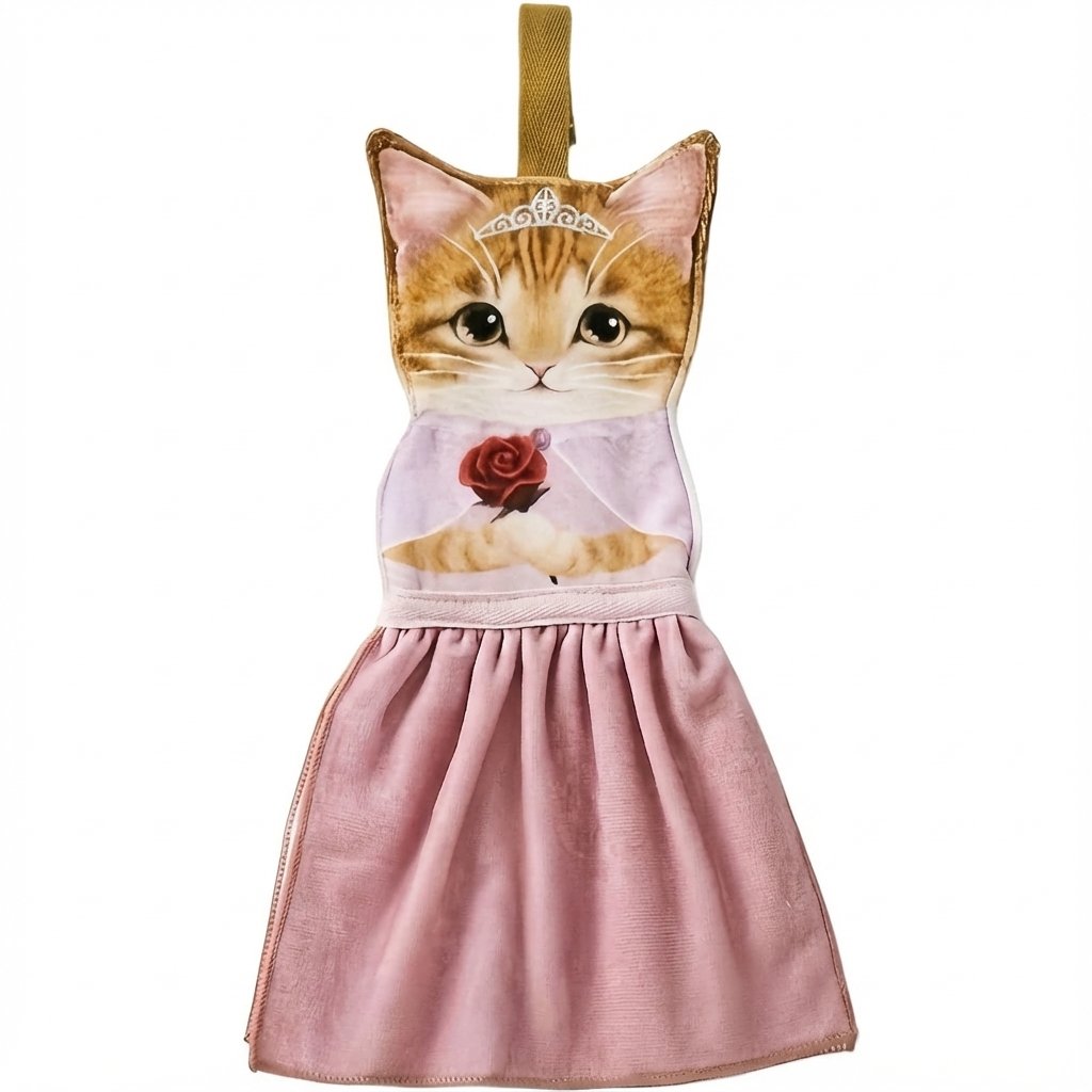 PurrfectlyClean – Humorous Cat Print Hand Towels – Pink Princess Cat