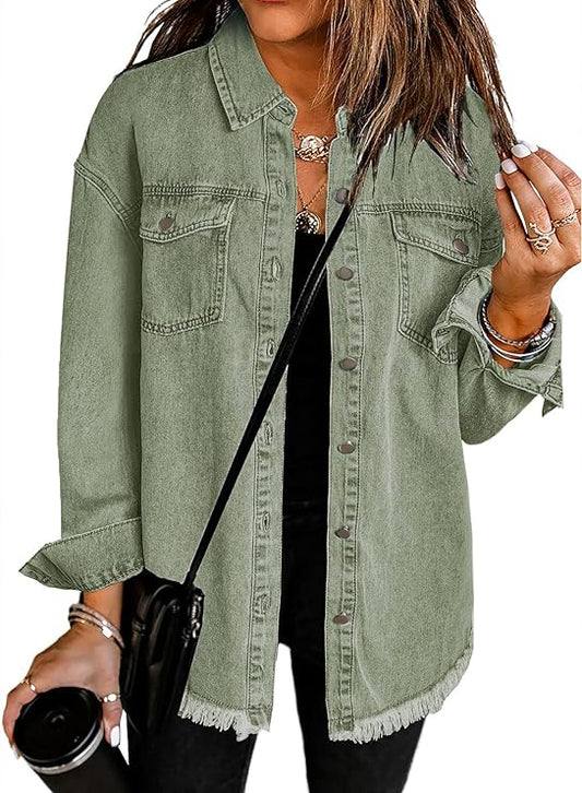 UrbanChic – Stylish Denim Jacket for Women – Laurel Green / S