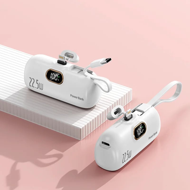 PowerPebble – Compact 5000mAh Power Bank – White