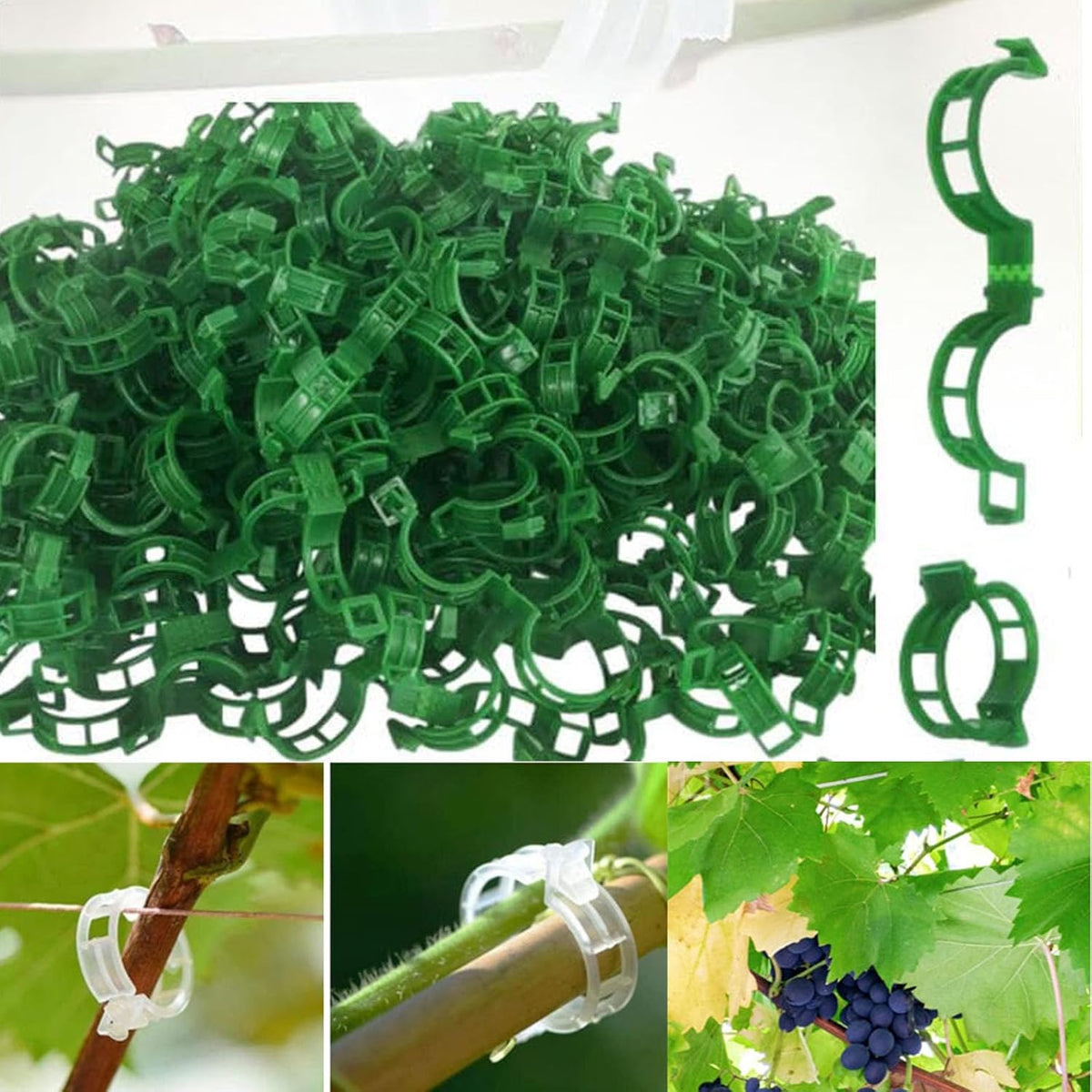 VineHold – Plant Support Clips – 100 Pcs / Green
