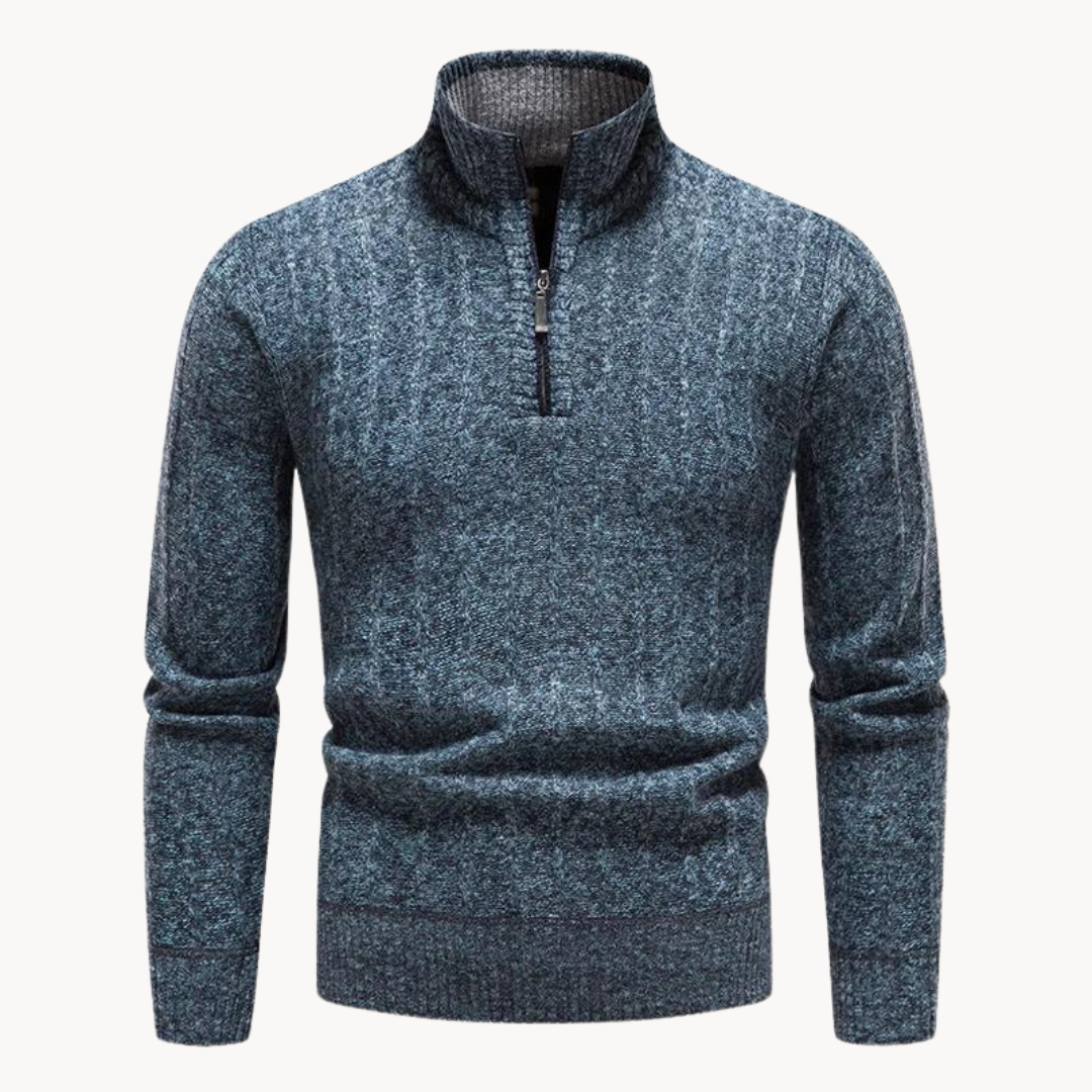 Freddie Quarter Zip Sweater – Blue / S