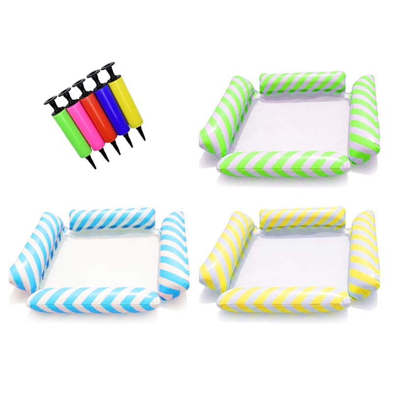 SunFloat Elite – Water Relax Hammock – diagonal stripes - (green+light blue+yellow)