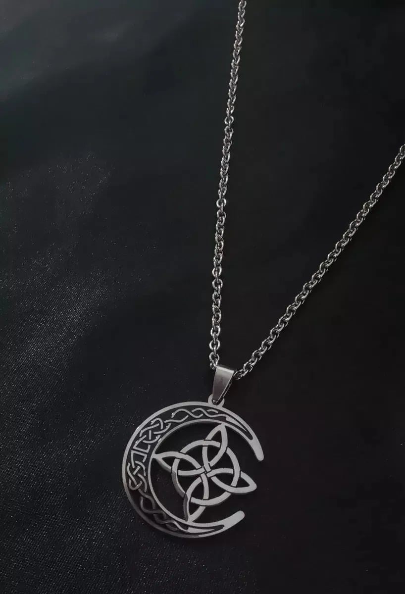 MoonKnot – Celtic Crescent Steel Pendant Necklace – image 5
