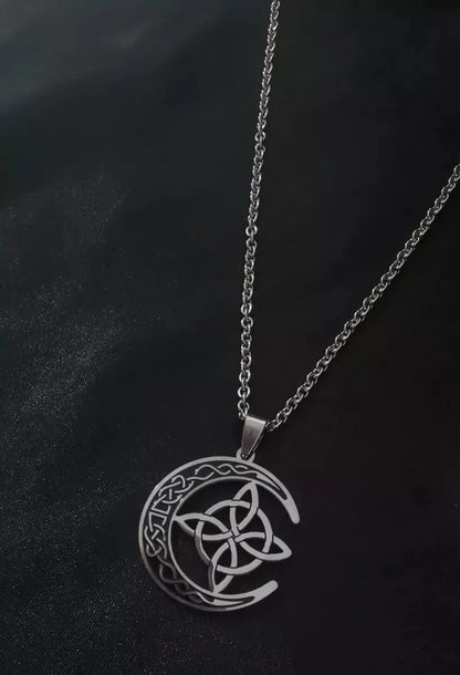 MoonKnot – Celtic Crescent Steel Pendant Necklace – image 5