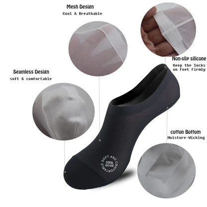 AirCore – Invisible Nylon Comfort Socks – White+Gray+Black+Khaki