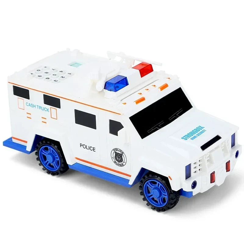 Armored Car Money Saving Box, Electronic Piggy Bank for Boys & Girls – White