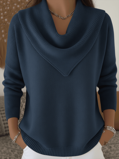 AuraKnit – Triangle Neck Pullover – Navy / XS（US 2)