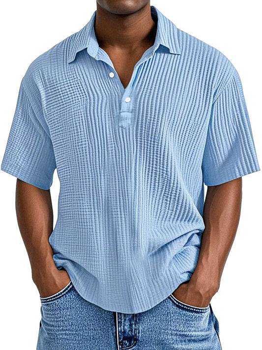 UrbanPleat – Relaxed Fit Men’s Structured Polo Shirt – Blue / S
