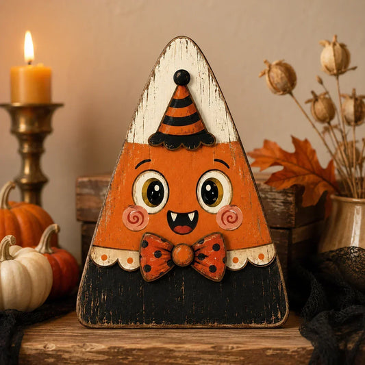 HarvestHeirloom – Vintage Holiday Wooden Figurine Collection – Candy Corn