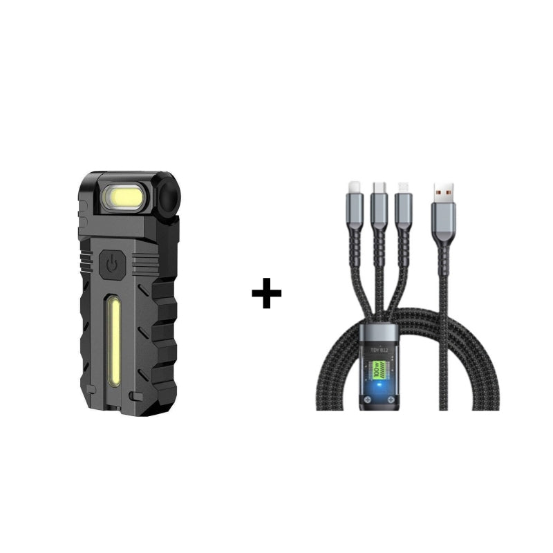 LiteMate – Magnetic Base LED Work Light, Rotating Head – Black+Fast-charging data cable / BUY 1