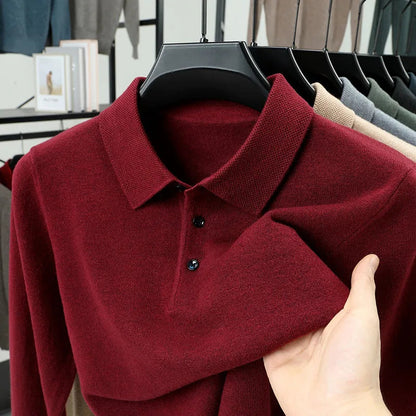 PrestigeKnit – Men's Cashmere Polo Sweater – Red / S