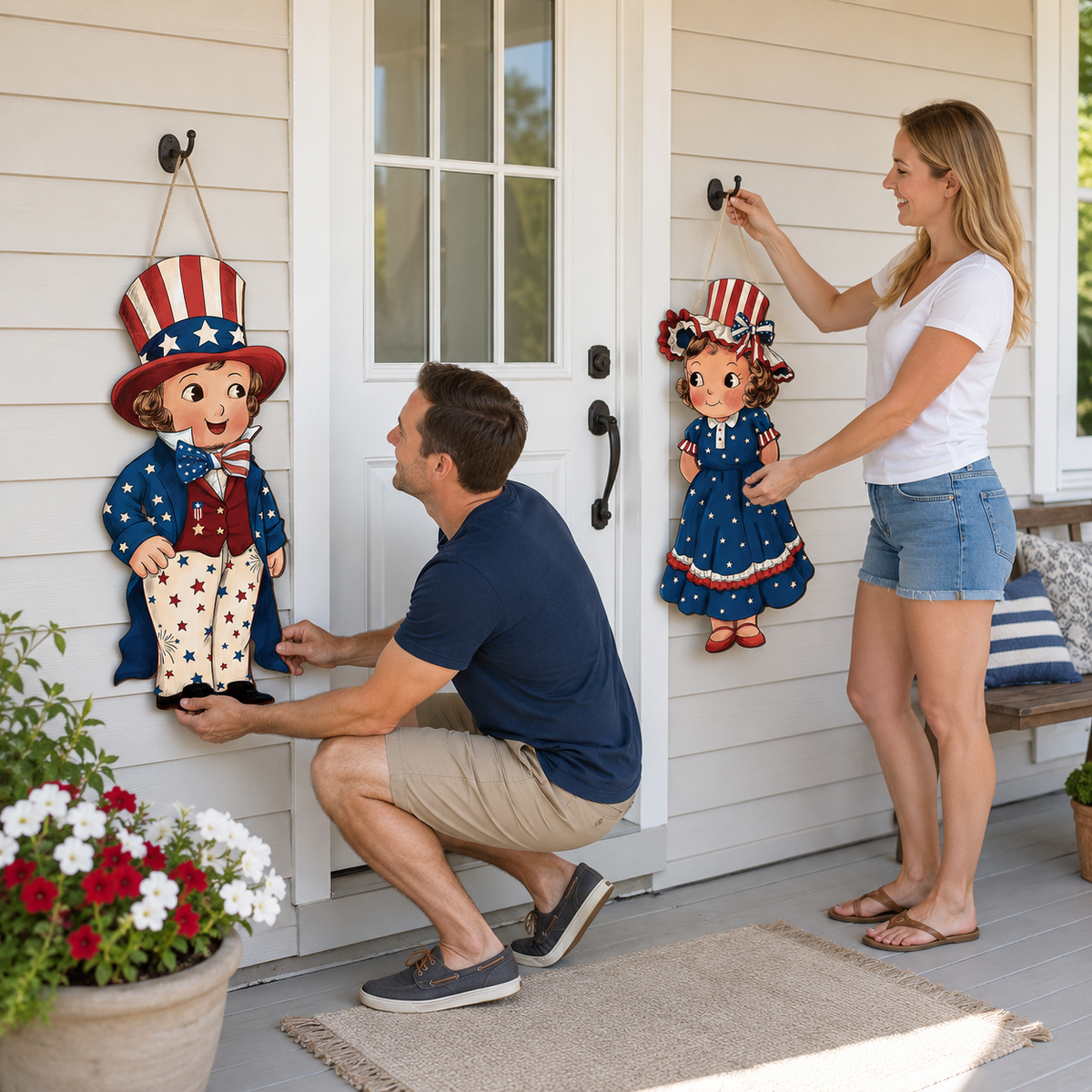 LibertyCraft – 2-Piece Patriotic Wooden Hanging Door Signs – image 10