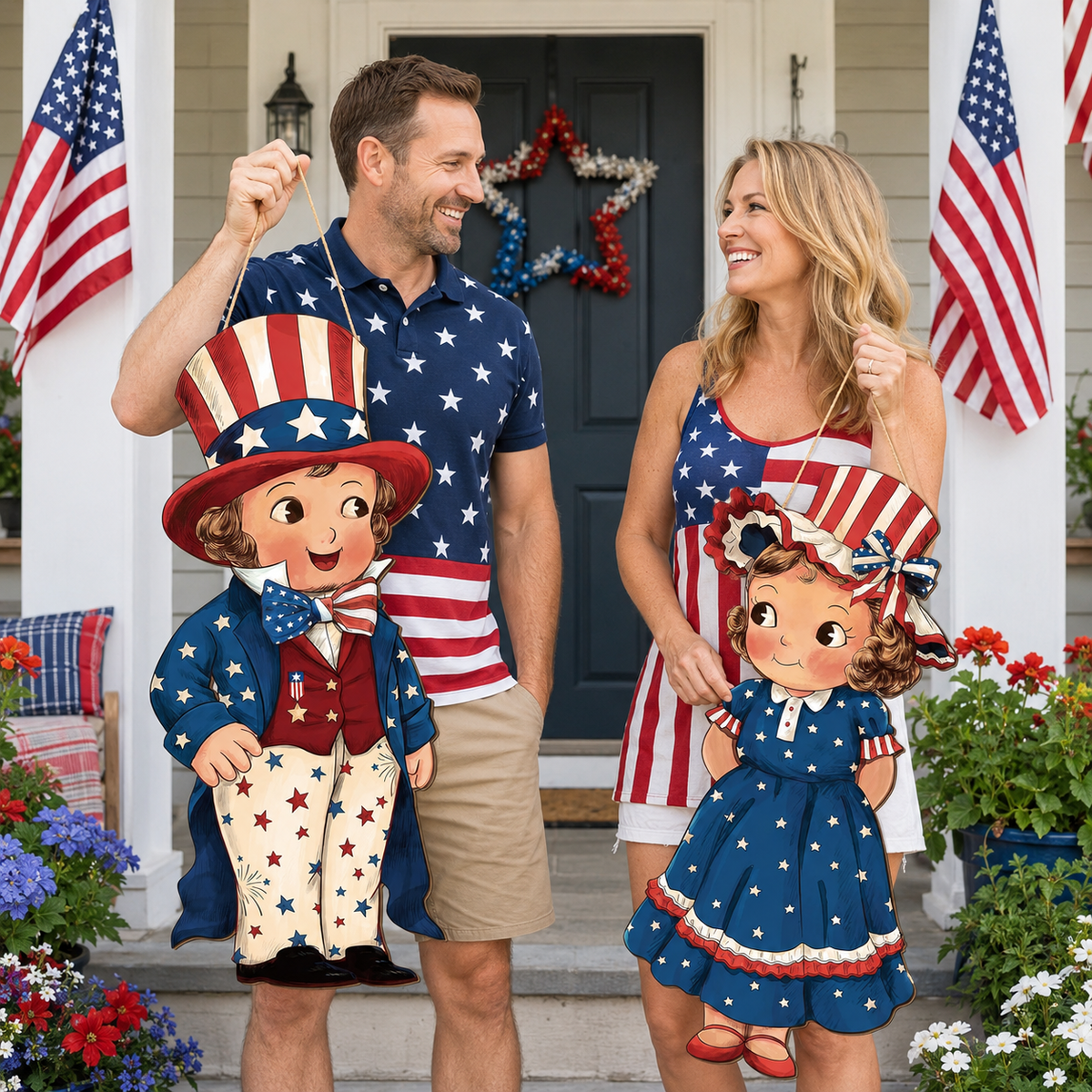 LibertyCraft – 2-Piece Patriotic Wooden Hanging Door Signs – image 14