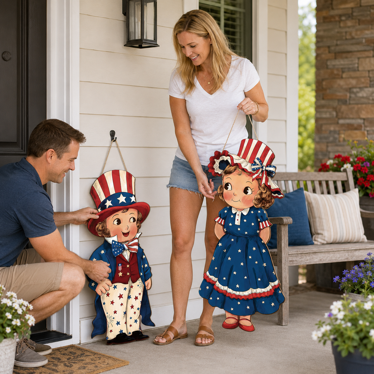 LibertyCraft – 2-Piece Patriotic Wooden Hanging Door Signs – image 8