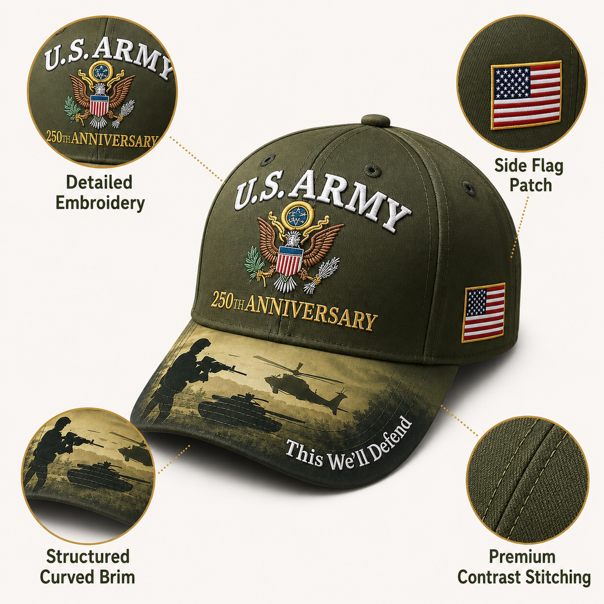 HonorStitch - 250 Years Army Anniversary Cap – image 3