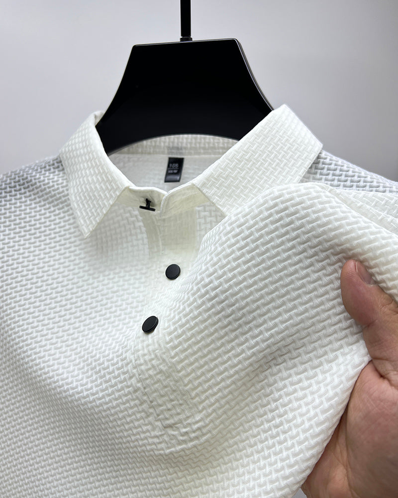 FlexGent – Modern Slim Business Shirt – White / M（height & weight 160-170cm 100-125LB）