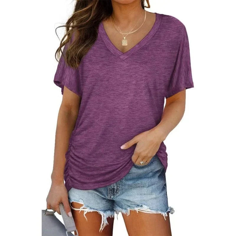 SoftLuxe – Women's Everyday V-Neck Comfort T-Shirt – Purple / S