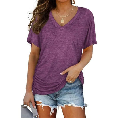 SoftLuxe – Women's Everyday V-Neck Comfort T-Shirt – Purple / S