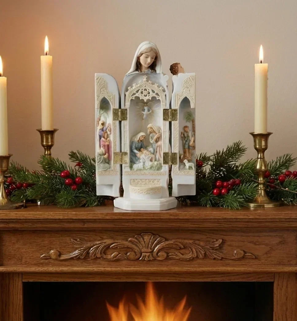 Celestial Birth - Renaissance Nativity Triptych – image 3
