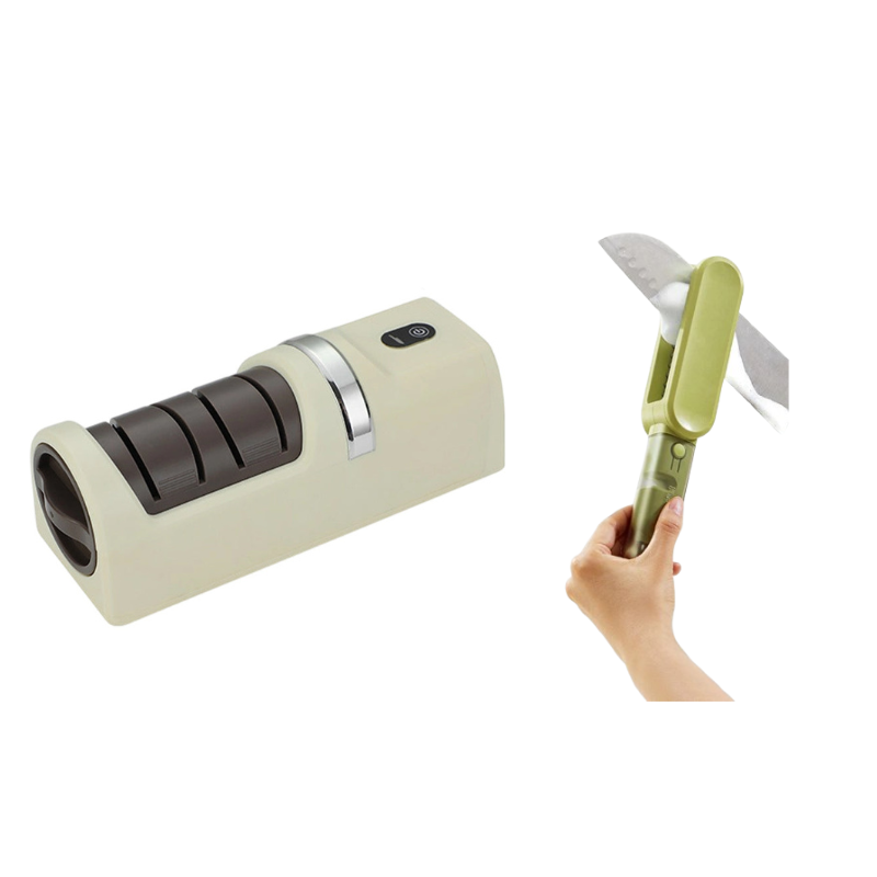 RazorTune – Multi-Function Sharpener – White / Knife Sharpener + Multi-Tool Brush
