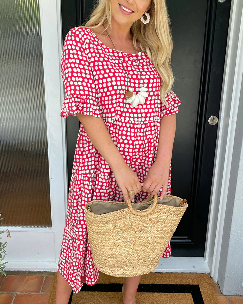 EveCharm – Polka Dot Round Neck Midi Dress – image 19
