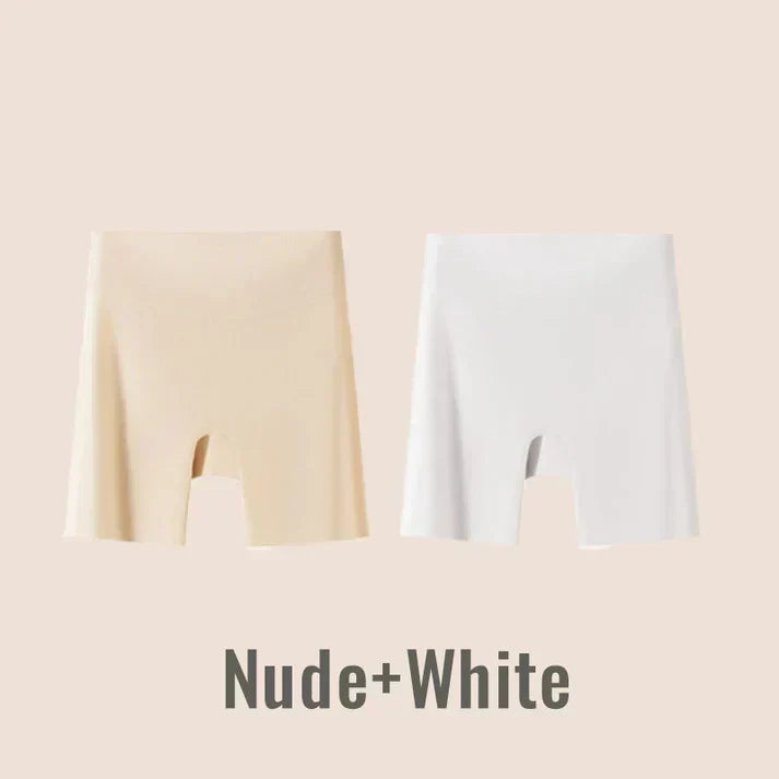 SilkContour – High-Waist Tummy Control Underwear – Nude+White / L