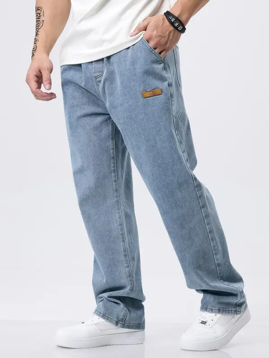 FlexCore – Modern Drawstring Denim Pants – Light Blue / S