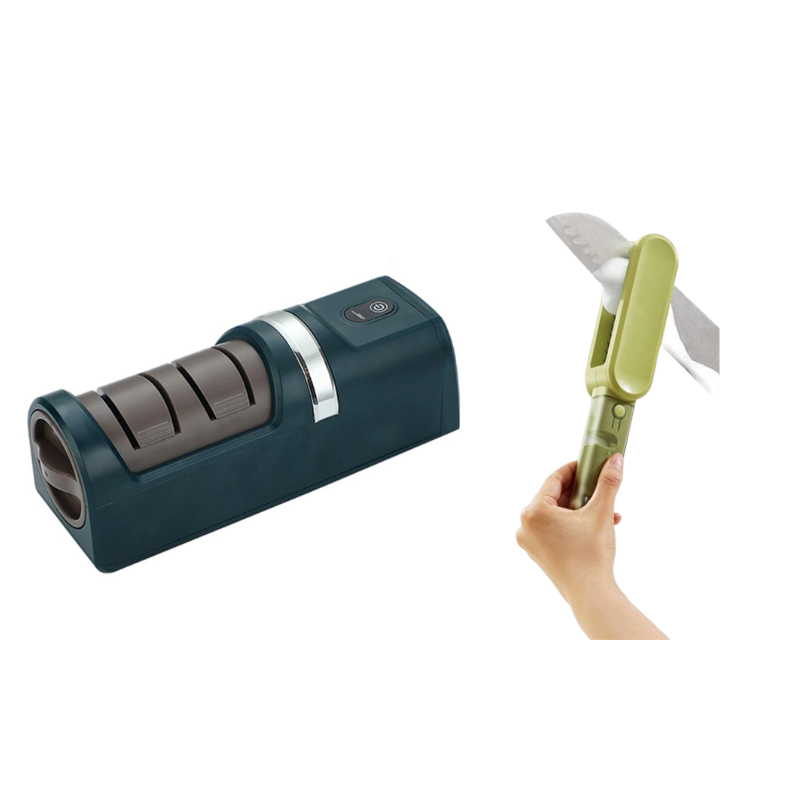 RazorTune – Multi-Function Sharpener – Green / Knife Sharpener + Multi-Tool Brush