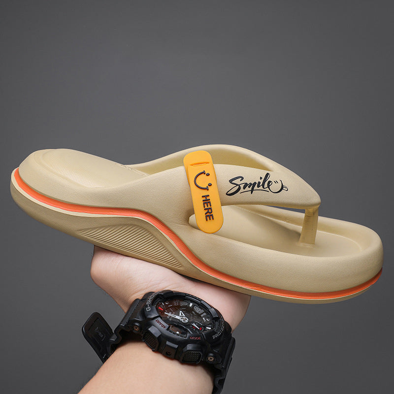 SurfStep – Breathable Beach Flip Flops – Khaki / 5（Women's size）