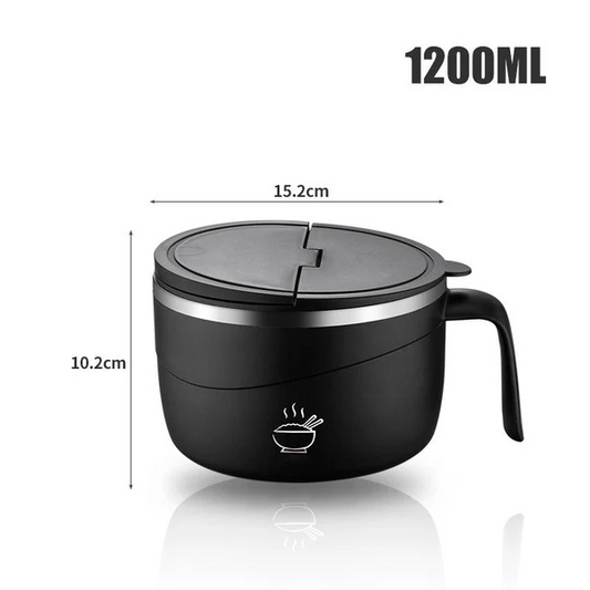 SteamCore – Stainless Steel Noodle Bowl – Black (1200ML)