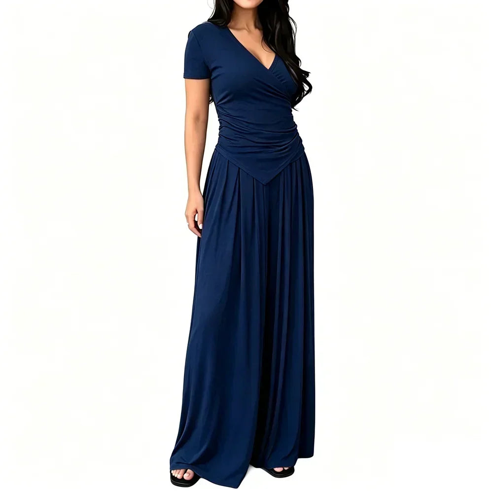 MaisonLuxe – Sophisticated Wrap Top & Wide Leg Pants Set – image 8