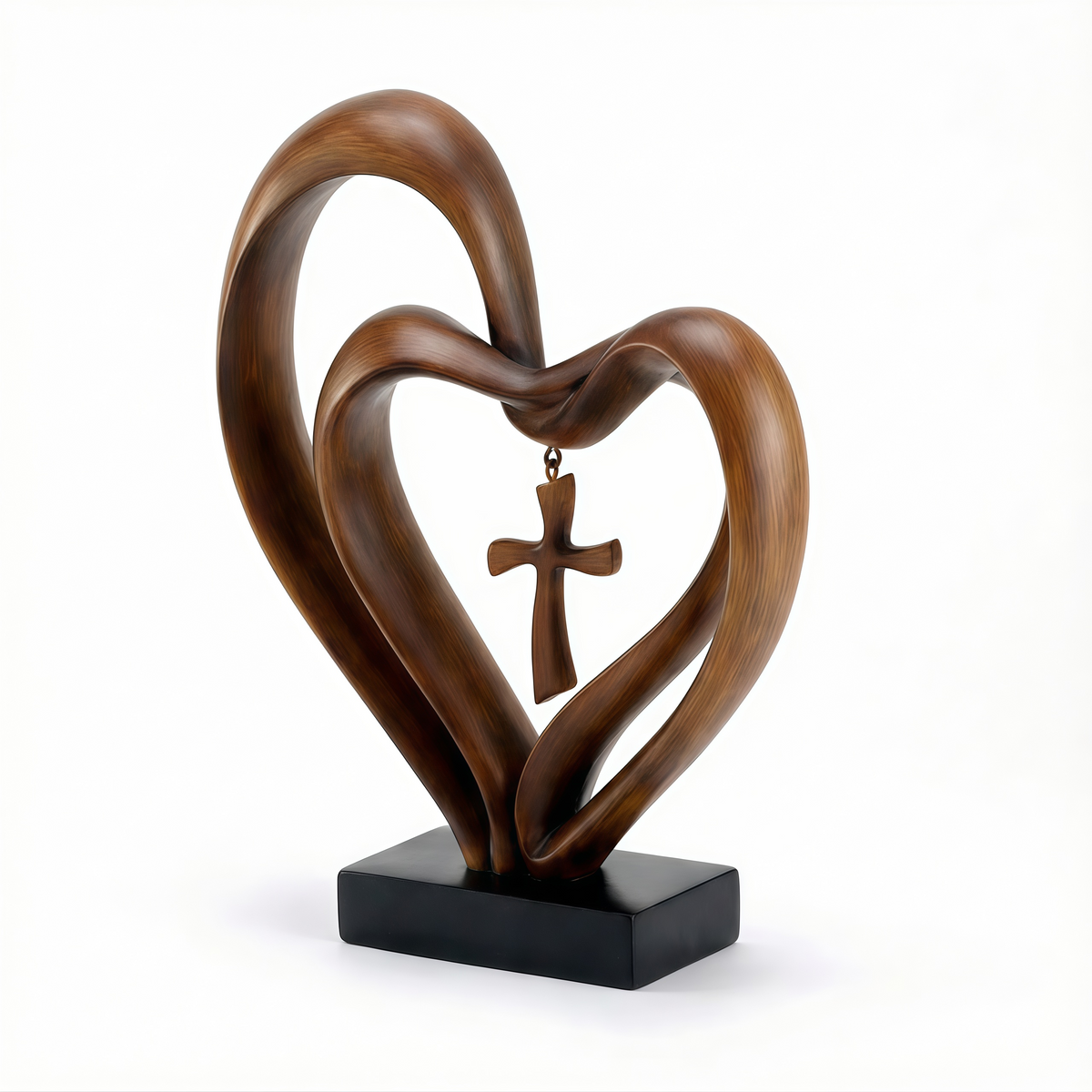 Marriage Takes Three – Entwined Heart & Cross Christian Wedding Sculpture – image 6