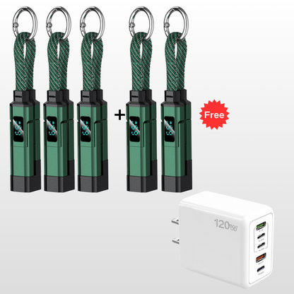 VoltFlex – Digital Display Fast Charge Cable – Green / 5 Pieces ⌛ Buy 3，Get 2 Free / 4-in-1 Charging Cable with Digital Display + Multi-Port Fast Charger