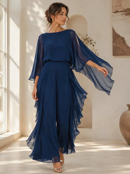 GraceLuxe – Elegant Chiffon Outfit Pants Set – image 4