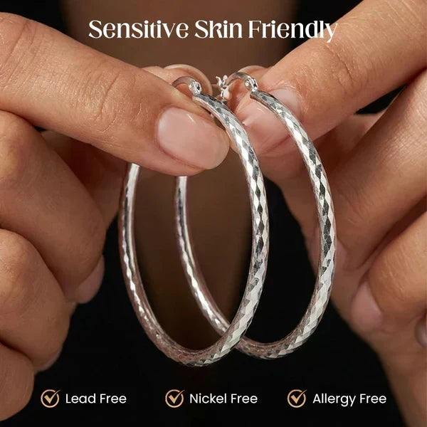 LumiLuxe – Brilliant Diamond Cut Hoop Earrings – image 2