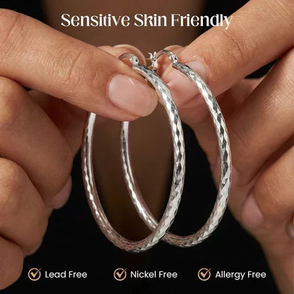 LumiLuxe – Brilliant Diamond Cut Hoop Earrings – image 2