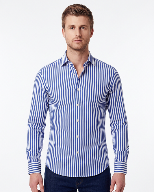 Laurent — Long Sleeve Striped Shirt – Royal / S