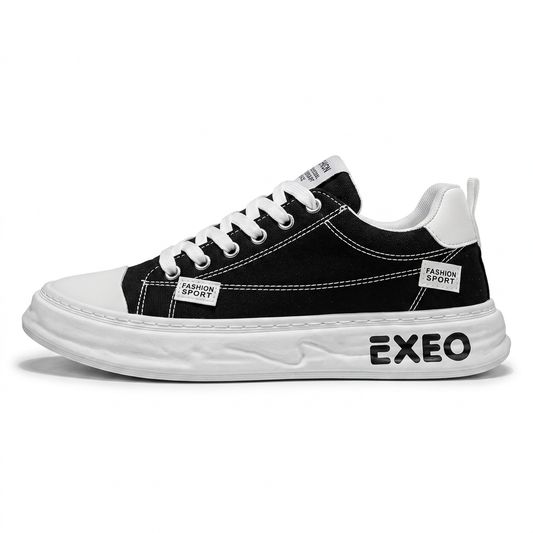 CanvaLift — Platform Sneaker with Stitched Label Details – Black/White / EU 39 / UK 6 / US 7.5