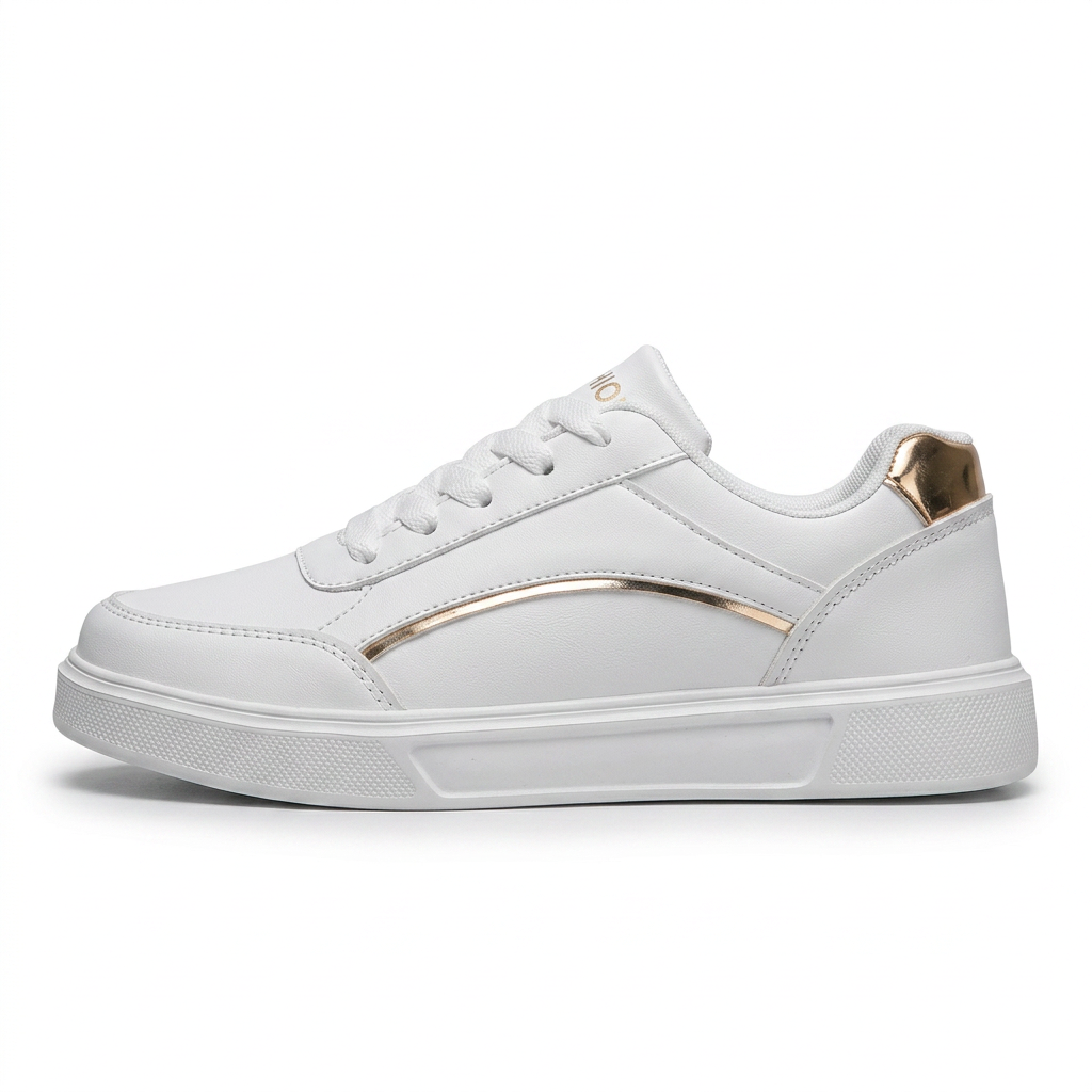 Stella — Platform Sneaker with Metallic Accents – Gold / 36