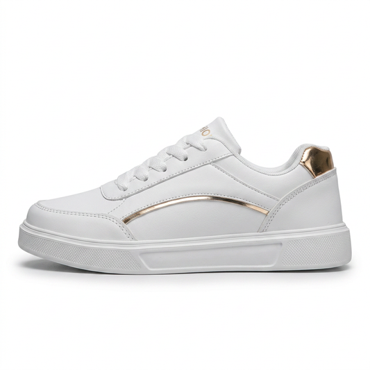 Stella — Platform Sneaker with Metallic Accents – Gold / 36