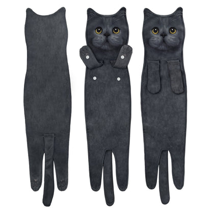 PurrSoft – Cute Cat Microfiber Hand Towel – British Shorthair