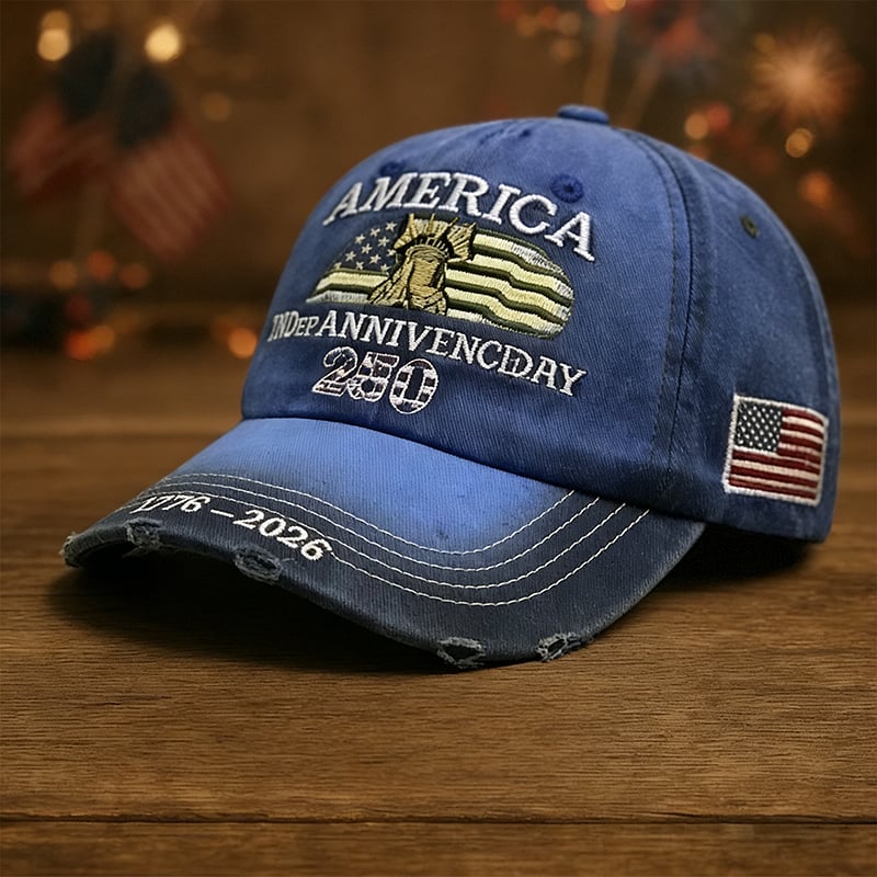 United States 250th Anniversary Red Cap – Blue / One Size Fits Most (Circumference 21 5/8"- Circumference 24 1/8")