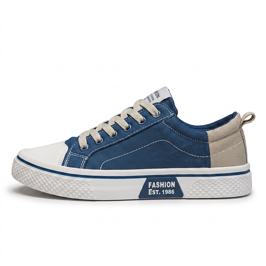 Retroglide — Canvas Court Sneaker with Graphic Sole – Navy / EU 38 / UK 5 / US 7