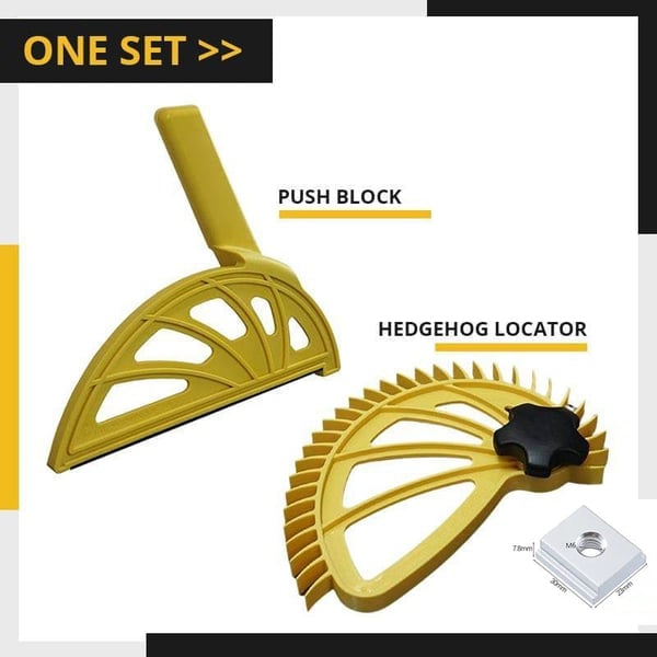 ProCut Assist – Woodworking Push System – 1 Set(Hedgehog Locator+Push Block)